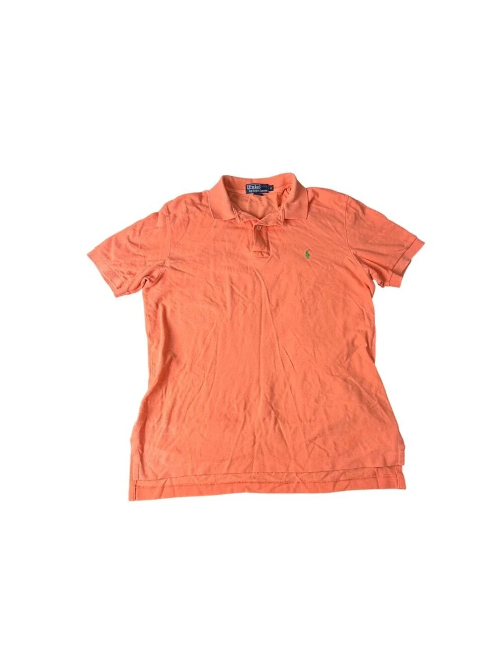 Polo Ralph Lauren Men’s M Orange Classic Pique Cotton Polo Green Pony
